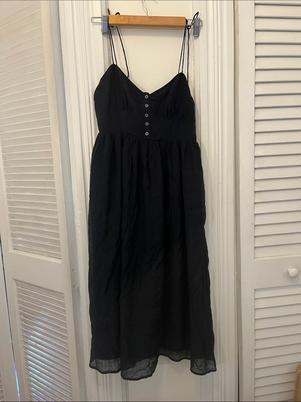 OAK + FORT Black Button-Front Midi Dress
